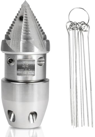3/8 NPT avloppsjetter roterande munstycke – rostfritt stål, rengöringsmunstycke för 70 l/min högtryckstvätt rengöringsmunstycke (silverhuvud)