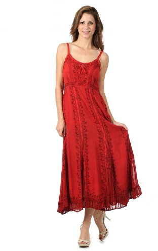 Sakkas Robe Trompette Délavée Taille Empire Vigne Floral Crêpe Incrusté Ourlet Volants