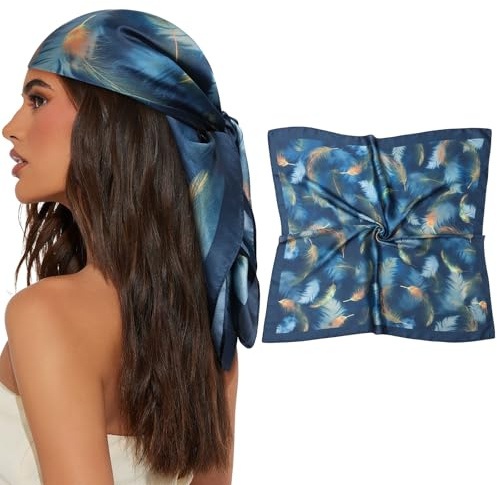 SECRET AROMA Pañuelo cuadrado de satén para la cabeza para mujer, bandanas de moda, diademas, bufandas de seda, tocados bohemios
