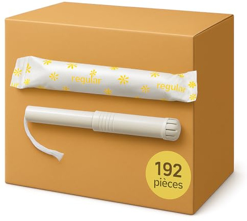 Tampons mit Applikatoren – 192 Einheiten – Bio-Hygienepads mit Applikator – Schutz für Frauen, weich und biologisch abbaubar