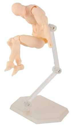 MAJONMMERD Zeichenpuppe, Gliederpuppe Anpassbare Posen PVC Figur Modellzeichnung mit Halterung, für Schreibtischdekoration Mal Fotografie-Requisiten (männliche Hautfarbe)