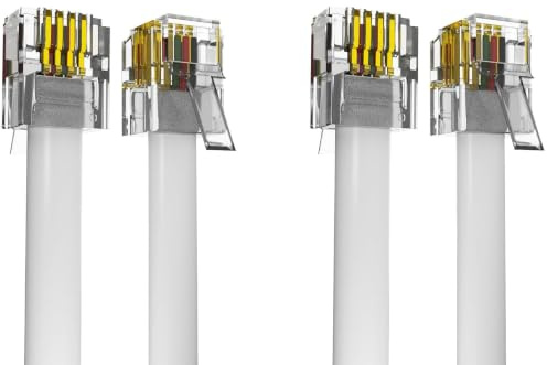 ASNQ High Speed RJ11 Broadband Cable 3m - OFC Wires With PVC Cover for Landline Telephone, Router, Modem to Phone Socket or Microfilter - ADSL Internet DSL, Flat, White (Pack of 2)