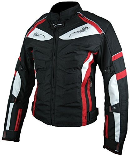 HEYBERRY Damen Motorrad Jacke Motorradjacke Textil Schwarz Rot Gr. L / 40