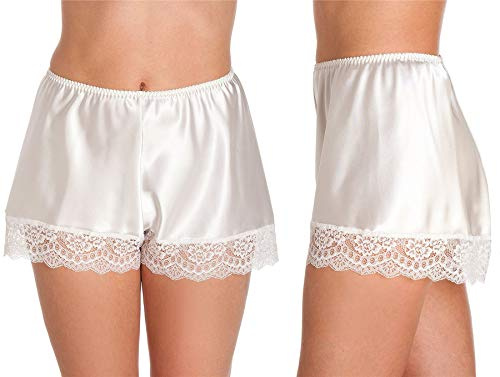 F58 Womens Luxury Satin French Knickers Ivory XOS