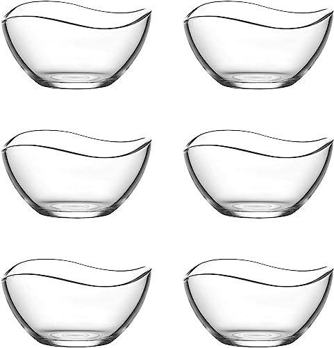 JANTI 6Tlg. 310 ml Glasschüssel Servierschalen Set - Dessertschalen Glas, Salatschüssel Glas und Stilvolle Glasschale - Ideal für Salate, Saucen, Eiscreme und Desserts - Kratzfest Schüsseln