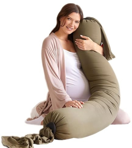bbhugme® Schwangerschaftskissen™, das preisgekrönte Schwangerschafts- & Stillkissen & Ganzkörper-Stützkissen - staubiges Olivgrün