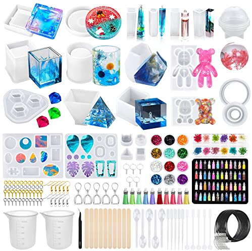 JOTOL Epoxidharz Formen Set,132 Stück ,Resin Kunstharz DIY Silikonformen Epoxidharz für Schmuckherstellung Anhänger Halskette Geschenk für Frau