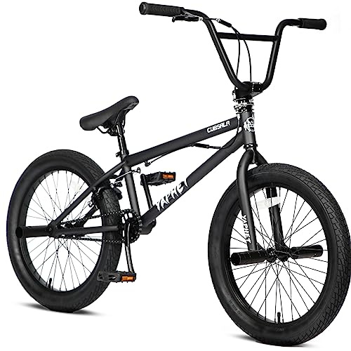 cubsala Freestyle BMX Bike, 20 Inch Yaphet Bicycle for Teen Youth Beginner Adult Riders, Bike with 360° Rotating Handlebar and 4 pegs, Color Black