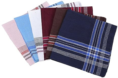 MUEEAD 6 Pack Men's Handkerchiefs - Plaid & Cotton Pocket Squares, Absorbent Sweat Handkerchiefs For Wedding, Prom, Party