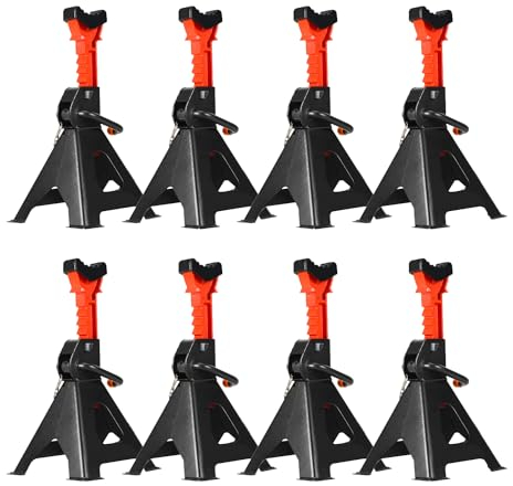 Gimisgu Cavalletto di sostegno 3T, altezza regolabile, 285 – 430 mm, con fusibile, cavalletti di sostegno per auto, roulotte, camper, 4 paia