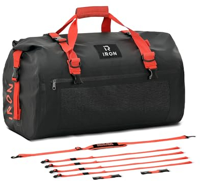 BORLENI Sac Moto Étanche 50L – Sacoche Arrière/Sac de Selle avec Fermeture rolltop, Sangles Rapides & système Molle, idéal pour Voyage, Camping & Outdoor