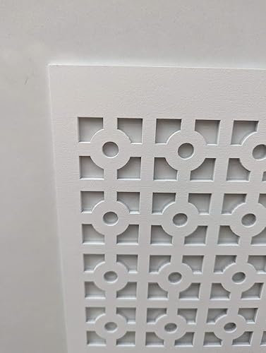 Wooden mesh Decorative Panel, Wall partition, Radiator Cover Grille, Cut-Outs, Kitchen Furniture, Laser Cut in 3mm Thick MDF (Size 1200mm x 620mm) Pattern KK2. Made in The UK. (Primed White)