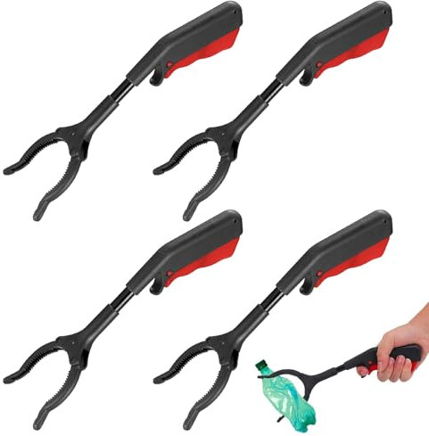 4 Stück Greifer für Senioren,Müllgreifer Kinder Greifzange 28cm Tragbare Müllzange Greifzange,Multifunktionale Greifzange für Müll für den mobilen Einsatz im Alltag,Artikelrecycling