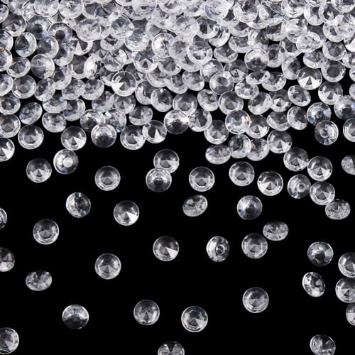 SOFPLATE 1000Pcs 7MM Clear Scatter Crystals Acrylic Scatter Diamonds Wedding Table Confetti Crystal Rhinestones for Table Wedding Decorations Bridal Shower Decorations Vase Filler Beads No Holes