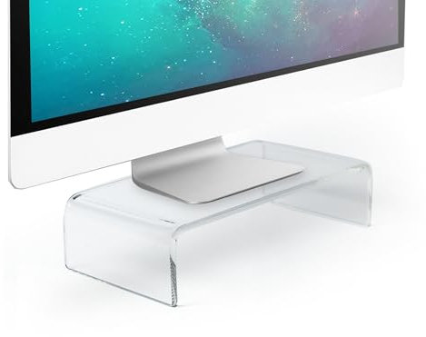 semper plastic Acrylglas Monitorständer transparent - deutsche Herstellung - Exklusive Monitorerhöhung aus 10mm Acrylglas - Premium Bildschirmständer - deutsche Handarbeit