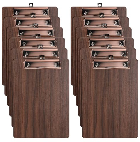 SOYIRI Porte-Blocs A5 en Bois,12 Pièces Planchettes à Pince Avec Clip
