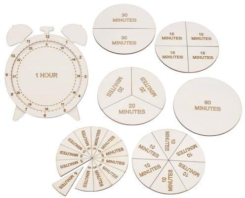 AHANDMAKER Wooden Shape Sorting Clock, Wooden Montessori Fraction Clock, Early Math Learning Time Teaching Materials for Classroom Home School
