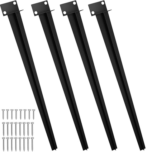 FIVMEN 4 manicotti a forma di L, manicotto per terra con 70 cm, supporto per pali a L, per pali in legno, colore nero