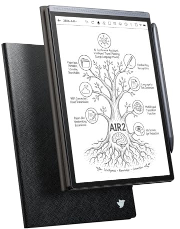 iFLYTEK AINOTE Air 2 Digital Notebook, 8.2-Inch E Ink Tablet, Black Case | AI Note Taker with Meeting Minutes, Voice Transcription, Multilingual Translation, Paper-Like Writing and Official Black Case