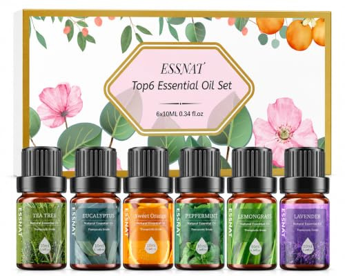 ESSNAT Set de Aceites Esenciales 6 x 10 ml Aromas Naturales