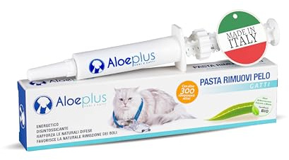 ALOEPLUS Gatti Pasta Orale Rimuovi Pelo 15ml - Pasta per Gatti Contro i Boli di Pelo, Previene e Rimuove i Boli, Alimento Complementare Energetico, Disintossicante con Aloe Arborescens BIO