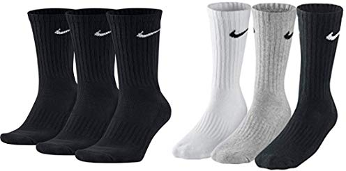 Nike 6 Paar Unisex-Erwachsene Socken SX4508 Schwarz Weiß/Grau/Schwarz, Größe: 38-42