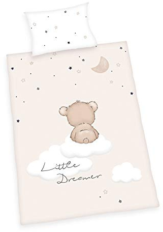 Herding Little Dreamer Bio Bettwäsche Set, GOTS zertifiziert, Wendemotiv, Kopfkissenbezug 40 x 60cm, Bettbezug 100 x 135cm, Baumwolle/Renforcé