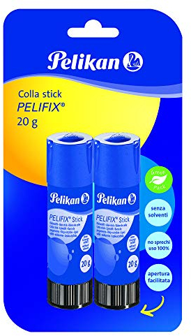 Pelikan Pelifix, Pegamento en Barra 20g, Pegamento Transparente, Lavable y Seguro Para los Niños, Sin Disolventes, Escuela, Manualidades, Papel, Cartón y Fotografías, 2 Piezas