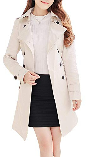 NANJUN Women's Double Breasted Trench Coat Overcoat (beige 6)
