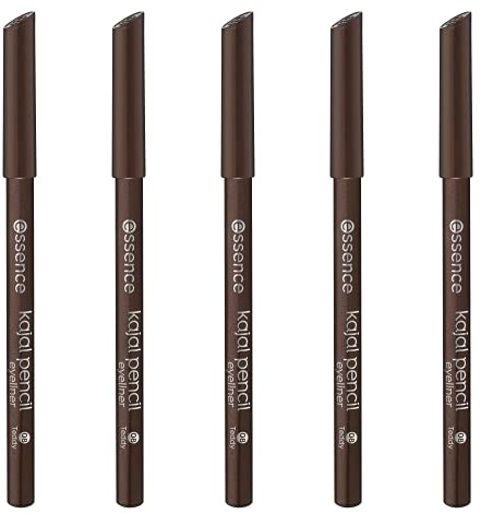 essence kajal pencil, no. 08 teddy, brown, defining, long-lasting, vegan, microplastic particles free, nanoparticles free, pack of 5 (5 x 1 g)