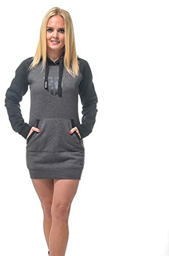 ROCK-IT Apparel Sweatshirtklänning för kvinnor - Raglan med huva - Hoodie - med fickor - Klänning med huva - [storlek XS-XXL] Premium - mycket mjukt tyg L