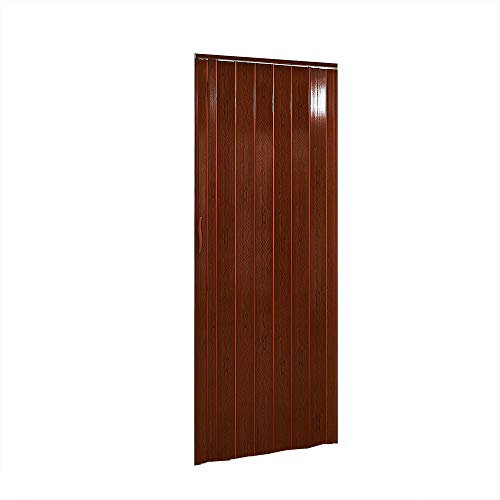 PVC Folding Door Magnetic Catch PVC Concertina Accordion Door Gloss 84x203cm 6mm Thick (Brown)