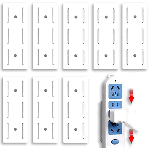 BDSHUNBF 8 pièces Multiprise Support de Câbles, Fixation de Multiprise Auto-adhésif, Support Mural sans Poinçon pour Bloc Multiprise