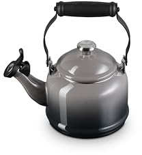Le Creuset Enamel On Steel Demi Tea Kettle with Metal Finishes, 1.25 qt., Oyster
