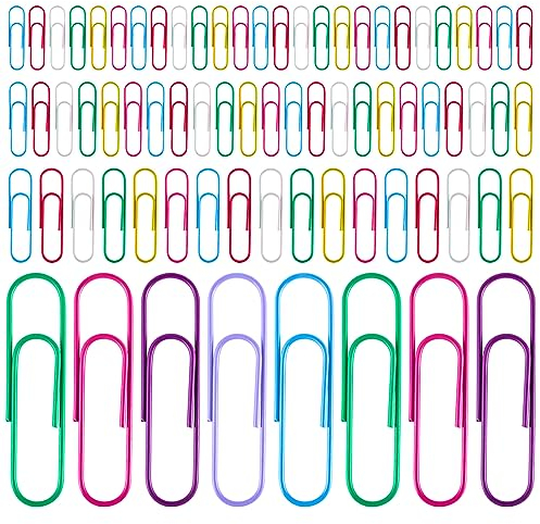 700 Stück Büroklammern, 4 Größen Büroklammern Bunt Paper Clips Aktenklammern Set für Büro Schule (28mm/33mm/50mm/100mm)