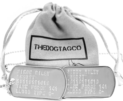 TheDogTagCo Simon 'Ghost' Riley US Military Dog Tags – Detaillierte Nachbildung, Sammler-inspirierte Requisite, Einheitsgröße, silber
