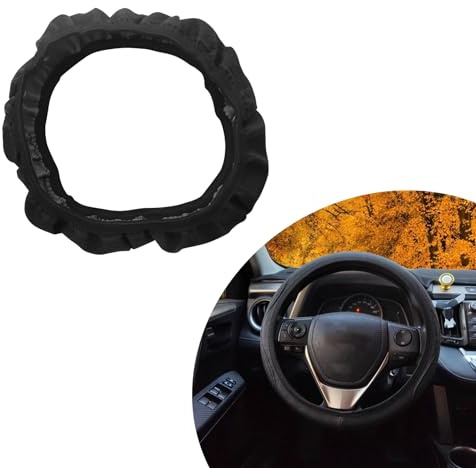 Flygun 1 PC Car Steering Wheel Cover, 14.96In Waterproof Breathable Leather Vehicle Steering Wheel Anti-Slip Accessories, Universal Automotive Steering Wheel Protector for Truck SUV (Black)