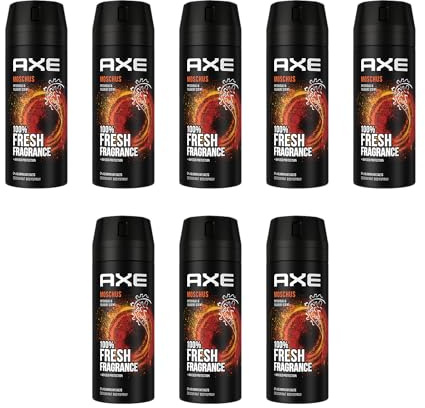 AXE Bodyspray Moschus Deo 8x 150ml Deospray Deodorant Männerdeo ohne Aluminium Herren Männer Men