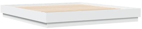 vidaXL White Bed Frame-Engineered Wood-Sturdy Plywood Slats-Modern Double/Super King Bed-180x200 cm-Bedroom Furniture