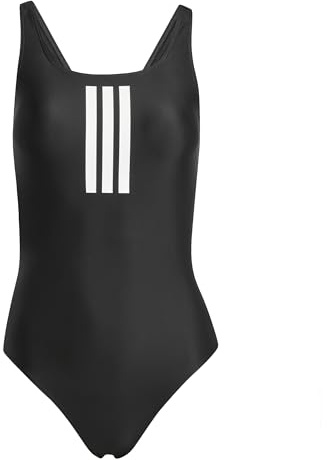 adidas Donna 3 Stripes V-Back Swimsuit, Black/White, 48