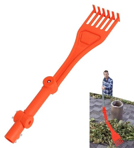 Herramientas de limpieza de rastrillo de canalones, rastrillo con mango giratorio, limpieza de canalones de techo, limpiador de canalones con mango ajustable, herramienta de limpieza de canalones de l