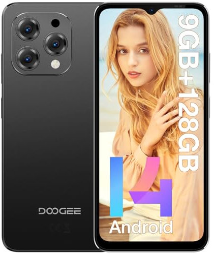 DOOGEE N55 Smartphone 2024, Smartphone Android 14, 9（4+5） GB+128GB/1TB, 6.56 HD+90Hz, 13MP Fotocamera, Telefono 5150mAh Batterie, 4G Dual SIM 2.4G/5G WiFi OTG -Telefono Cellulare Nero