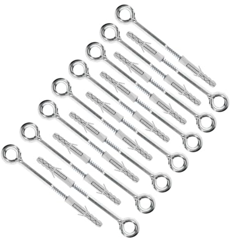 12 x 240 (190) mm Ögonskruvar för byggställningar med plastplugg – Kraftiga väggfästen för byggställningar, säkerhetsfästen, öglor och expanderande ankare, ögonskruv och plugg (15 pcs)