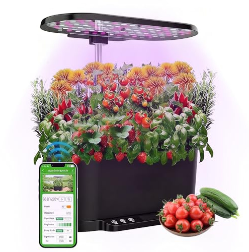 Zertylre Système de culture hydroponique WiFi, 15 douilles, Smart Herb Garden Kit pour intérieur, jardin intérieur avec lumière de croissance LED 36 W, réservoir d'eau 5,5 l, système de pompage