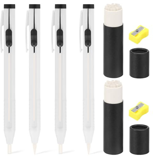28 tizas de sastre, color blanco, 2 sastres, 25 minas, 1 sacapuntas, tiza de tela, lápiz de costura con carcasa de un portaminas, rotulador de tiza para coser, marcadores claros para coser (56