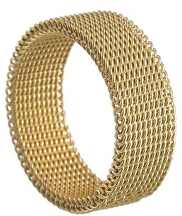 Herrring i rostfritt stål, nätband, 8 mm, guld, storlek 10