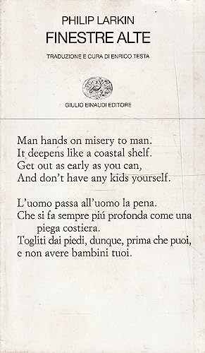 Finestre alte. Testo inglese a fronte