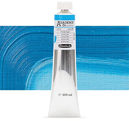 Schmincke – AKADEMIE® Öl color, feine Künstler-Ölfarben, Primär Cyan, 41 402 015, 200 ml Tube, höchst lichtecht, Ölmalerei