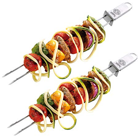 Gefu Schaschlik-Spieße Twinco 15420 - 2er Set 32cm Spieße aus Edelstahl für Tischgrill, Pfanne - Spülmaschinengeeignet, 32 x 2 x 2 cm
