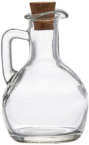 Grant Howard Pot Belly Glass Cruet with Cork Top and Handle, 200ml, Clear
